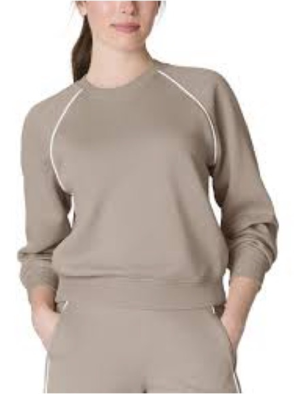 SPANX Taupe Sweatshirt with White Piping